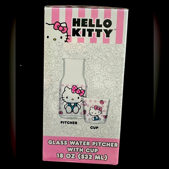 Hello Kitty Dining  Glass Water Pitcher And Cup - Picture 2 of 3